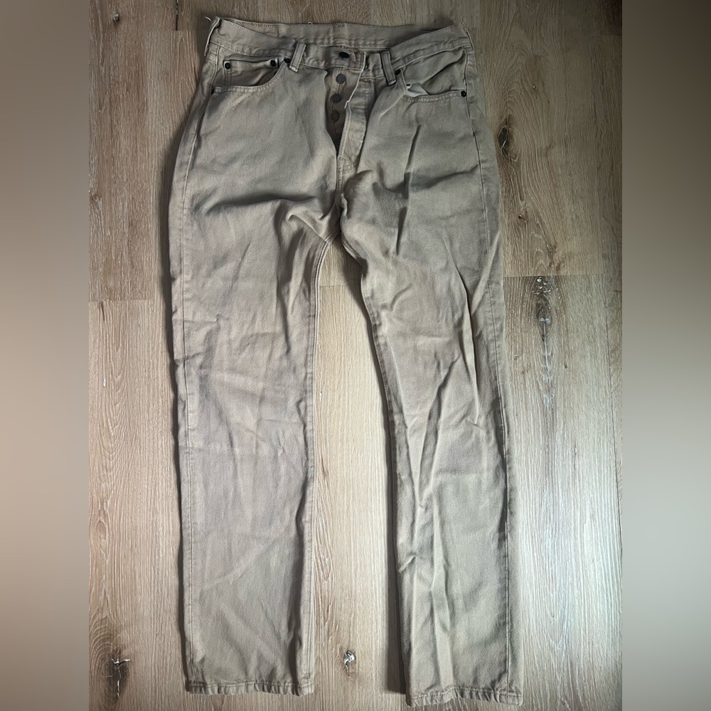 Levi Strauss 514 Beige Jeans Men’s Denim W 33 L 32 - Picture 2 of 4